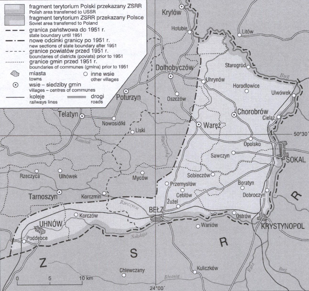 Tereny utracone przez Polskę. Mapa  IGiPZ - PAN